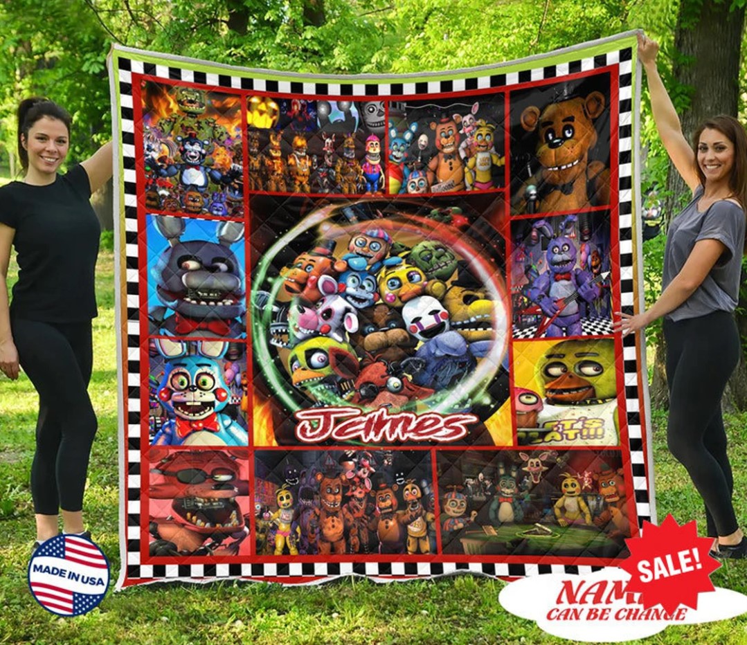 Personalized Five Nights At Freddys Quilt Blanket Five Nights At Freddys Fleece Blanket Gamer Blanket Custom Kids Blanket